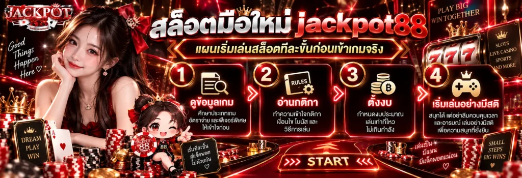 สล็อตมือใหม่ jackpot88 แผนเริ่มเล่นสล็อตทีละขั้นก่อนเข้าเกมจริง