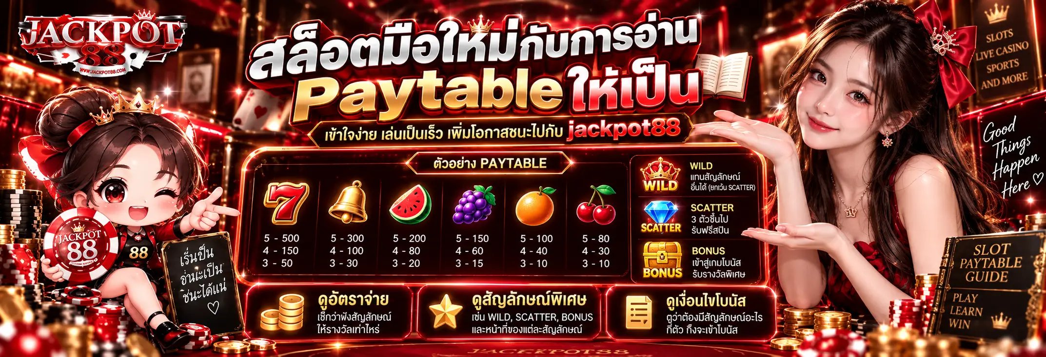 สล็อตมือใหม่กับการอ่าน Paytable ให้เป็น